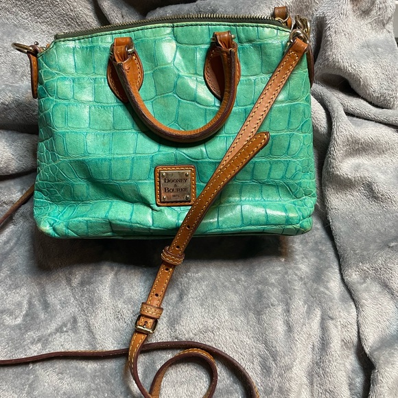 Dooney & Bourke Turquoise Croc-Embossed Satchel - Picture 4 of 6